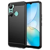 HURTEL Carbon Case etui za Infinix Hot 12 Pro, prožna silikonska ogljikova prevleka, črna