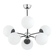 Mitea M11094-6 luster sa 6 belih staklenih kugli, hrom-crni, 6xE27