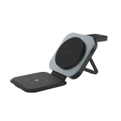FIXED polnilec zložljivo magnetno stojalo za brezžično polnjenje 3v1 MagFlex Alu, 15W+2,5W+3,5W, siva