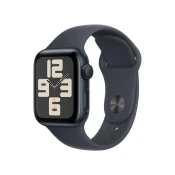 Apple Watch SE: GPS, 40mm, ohišje iz aluminija v polnočni barvi, pašček Sport Band v polnočni barvi - M/L