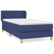 Vidaxl Box spring postelja z vzmetnico modra 90x190 cm blago