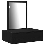 Vidaxl Toaletna mizica s predalom Črna 60 x 40 x 70 cm Konstruiran les