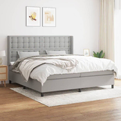 Greatstore Box spring postelja z vzmetnico svetlo siva 200x200 cm blago