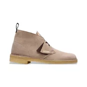 Clarks za moške. 26180643 Puščavski usnjeni škornji bež barve (46), Ravna stran, Semiš, Čipke, Priložnost