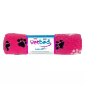 VetBed proti drsenju / Drybed Pink črno-bele šapice DELUXE 100 x 75 cm, dlaka 30 mm