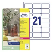 AVERY ZWECKFORM etikete L7782 63,5 x 38,1 mm, prozorne, zavitek 25 listov