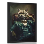 Plakat živalski gangster maček - 30x45 silver