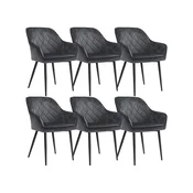 Songmics Jedilniški stol, komplet 6 z naslonjali za roke, 62,5x60x85 cm, siva