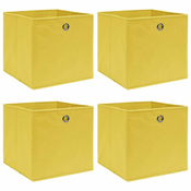 Vidaxl Škatle za shranjevanje 4 kosi rumene 32x32x32 cm blago