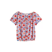 Next Bluza  modra / živo rdeča / volneno bela