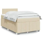 vidaXL vidaXL Box spring postelja z vzmetnico krem 120x190 cm blago, (21321092)