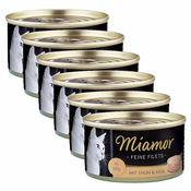 Konzerva mačje hrane Miamor Filet, tuna in sir, 6x100 g