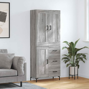 Greatstore Visoka komoda siva sonoma 69,5x34x180 cm inženirski les