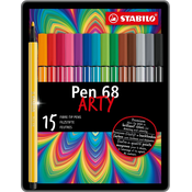 Flomasteri Stabilo Arty - Pen 68, 15 boja, metalna kutija
