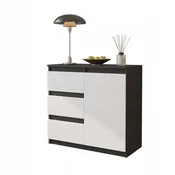 KOMODA S PREDALI 80 CM ANTRACIT/BELA MAT 3 PREDALI 1 POLICA NA VRATIH