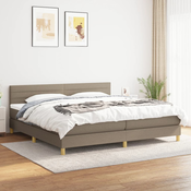 Greatstore Box spring postelja z vzmetnico taupe 200x200 cm blago