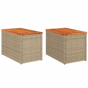Vidaxl Vrtna stranska mizica 2 kosa bež 55x34x37 cm PE ratan les