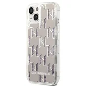 Karl Lagerfeld Etui Karl Lagerfeld Liquid Glitter Monogram na iPhone 14 - srebrne