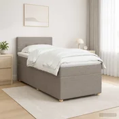 Boxspring krevet s madracem Sivosmeđa 90 x 200 cm Tkanina Smeđesiva 200 x 90 x 88 cm