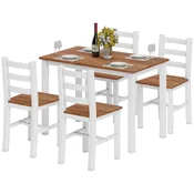 Homestar Jedilna miza komplet 1 miza 4 stoli 108x65x75 cm rjava bela