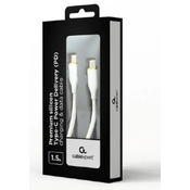 GEMBIRD CC-USB2S-CMCM-1.5M-W Gembird 60W Premium silicon Type-C PD charging & data cable, 1.5m, White