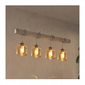 Brilagi - Luster na sajli WOOD GLASS 4xE27/60W/230V borovina/siva/dimljeno braon