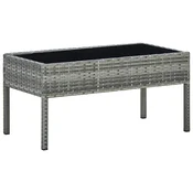 Vidaxl Vrtna miza siva 75x40x37 cm poli ratan