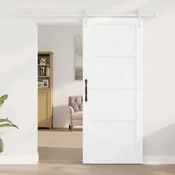 vidaXL Drsna vrata Bela 83 x 202 cm Trdna borovina