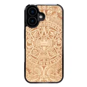shumee Lesen ovitek Bewood za iPhone 16 z azteškim koledarjem, črn