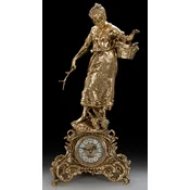 Casa Padrino luxury baroque table clock gold 29 x H. 62 cm - Handmade bronze clock baroque style - Baroque desk clock - Baroque desk decoration - Baroque decorative accessories