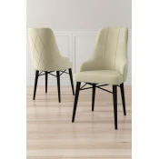 Hanah Home Set stolica Neta, 46x95x42 cm, 6 komada, Krem-crne