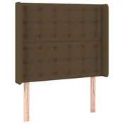 Vidaxl Vzglavje z ušesi temno rjavo 83x16x118/128 cm blago