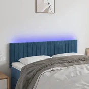 Vidaxl vidaXL Vzglavje postelje z LED diodo temno modro 144x5x78/88 cm žametno