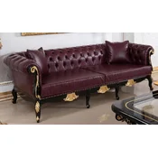 Casa Padrino luxury baroque Chesterfield leather sofa bordeaux red/black/gold - Magnificent living room genuine leather sofa - Baroque Chesterfield leather furniture - Furniture baroque style