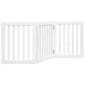 Vidaxl Vrata za pse zložljiva 3 paneli bela 150 cm topolovina