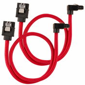 Corsair Premium Sleeved SATA-Kabel gewinkelt, rot 60cm - 2er Pack CC-8900284