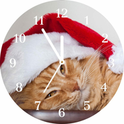 tulup.si Steklena ura Cat Cap Santa Claus Bele kazalke fi 30cm