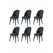 HANAH HOME Set 6 stolica Ritim Anthracite Black