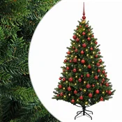 Vidaxl Umjetno božično drevo z okrasnimi kroglami 240 cm 300 LED