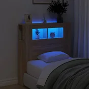 Vidaxl LED posteljno vzglavje sonoma hrast 100x18,5x103,5 cm inž. les