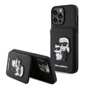 Karl Lagerfeld maska za iPhone 15 pro max saffiano cardslots and stand K&C patch black ( KLHCP15XSAKCSCK )