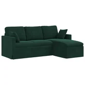 Vidaxl Kavč Temno zelena 198 x 134 x 80 cm Žamet