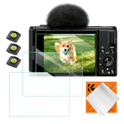 K&F Camera Screen Protector*3pcs+Hot-shoe level*3pcs+Vacuum Cleaning Cloth*1, For Sony ZV-1; ZV-1 II