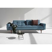 Kavč DUBLEXO SOFA BED z rokonasloni in s temno stileto lesenimi nogicami-Temno siva