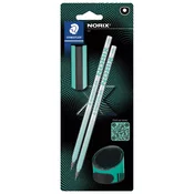 Staedtler set Norix, 2x svinčnik, 1x radirka, 1x šilček, turkizen, na blistru