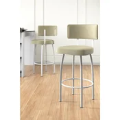 Hanah Home set od 2 barskih stolica Wosa, krem tkanina Babyface, bele metalne noge