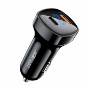 Auto punjac s brzim punjenjem Acefast B4 65W (1xUSB-C+1xUSB-A) - crni