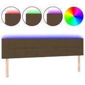 Vidaxl LED posteljno vzglavje temno rjavo 200x5x78/88 cm blago