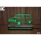 Black Cut 3D Lampa Zelena