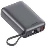 SWISSTEN prenosna baterija 20.000 mAh 45W z vgrajenim USB-C kablom, srebrna